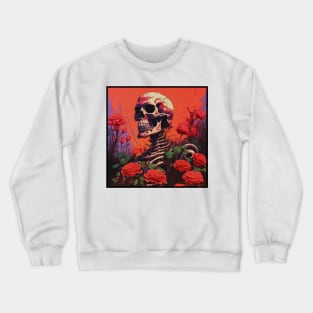 Creepy Skeleton Flower Cartoon Vintage Crewneck Sweatshirt